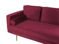 Miniatyrbillede 6 af 7: Sofa Chaiselong Rød Velour Guld Metalben Blød Lille Hjørnesofa Daybed med Ryg Venstrevendt Tilbehør Pude Stue Inspiration Glamour Eklektisk