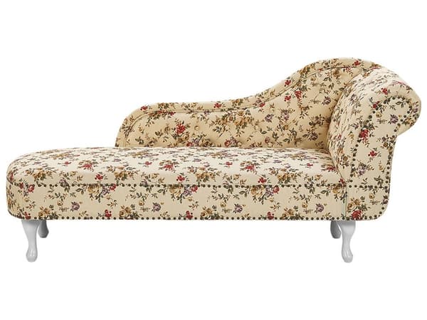 Chaiselong Beige Multifarvet 170 x 79 cm Hjørnesofa Højrevendt Daybed Ryg Tuftet Chesterfield Mønster Stue Tilbehør Inspiration Vintage Antik