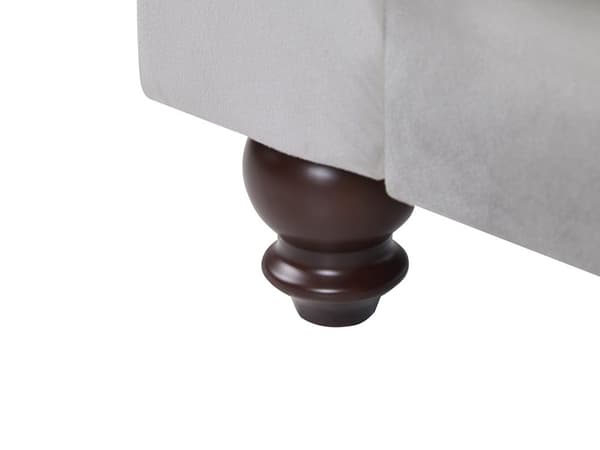 Venstrevendt Skammel Grå Velour Chaiselong med Armlæn Retro Stil
