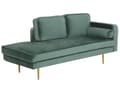 Miniatyrbillede 4 af 7: Sofa Chaiselong Mintgrøn Velour Guld Metalben Blød Hjørnesofa Daybed med Ryg Højrevendt Tilbehør Pude Stue Inspiration Glamour Eklektisk