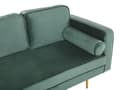 Miniatyrbillede 6 af 7: Sofa Chaiselong Mintgrøn Velour Guld Metalben Blød Hjørnesofa Daybed med Ryg Højrevendt Tilbehør Pude Stue Inspiration Glamour Eklektisk