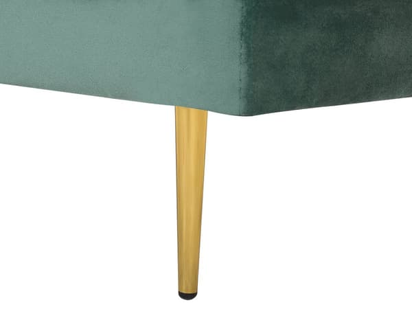 Sofa Chaiselong Mintgrøn Velour Guld Metalben Blød Hjørnesofa Daybed med Ryg Højrevendt Tilbehør Pude Stue Inspiration Glamour Eklektisk
