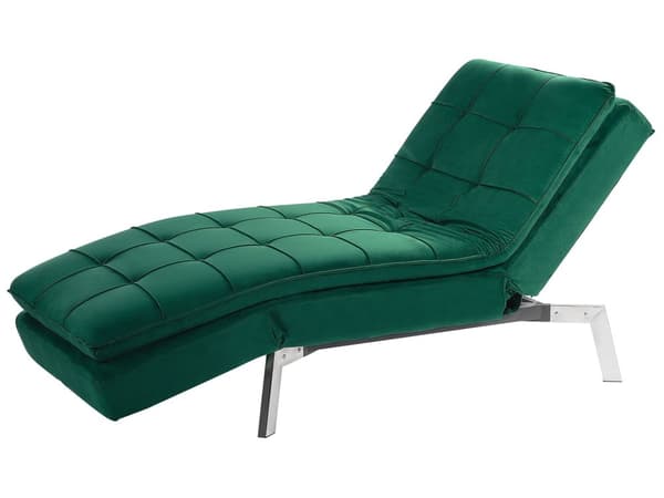 Schäslong Smaragdgrön Sammet Tuftad Justerbart Ryggstöd och Ben Modern Glam