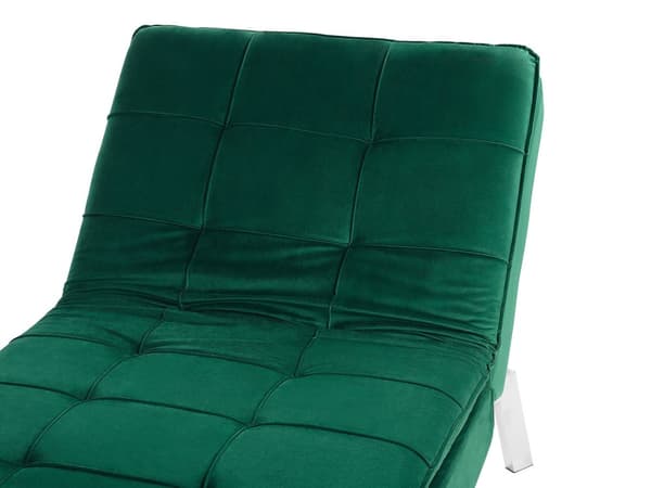 Schäslong Smaragdgrön Sammet Tuftad Justerbart Ryggstöd och Ben Modern Glam