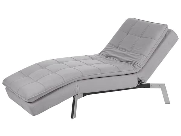 Schäslong Ljusgrå Sammet Tuftad Justerbart Ryggstöd och Ben Modern Glam