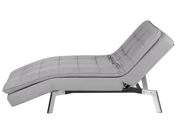 Schäslong Ljusgrå Sammet Tuftad Justerbart Ryggstöd och Ben Modern Glam