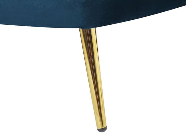 Chaiselong Marineblå Velour med Skumfyld og Guld Krom Metalben 75 x 150 x 76 cm Lille Hjørnesofa Open End Høj Ryg Venstrevendt Stueindretning