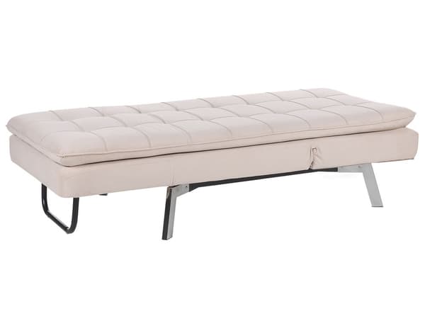 Chaiselong Beige Velour Tuftet Tilbagelænet Ryglæn og Fodstøtte Profileret Glamourøs Stil