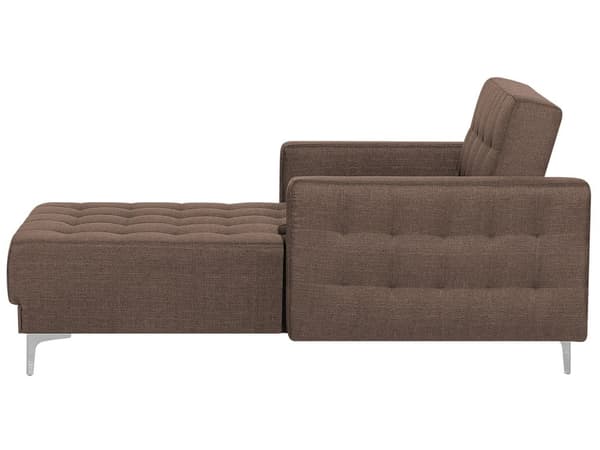 Chaiselong Mørkebrun Polyester med Skumfyld og Sølv Krom Metal Ben Daybed Moderne Klassisk modul Klik Klak med Sovefunktion Stueindretning