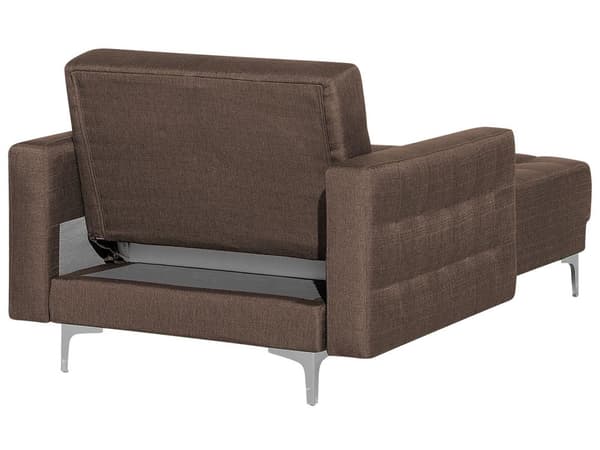 Chaiselong Mørkebrun Polyester med Skumfyld og Sølv Krom Metal Ben Daybed Moderne Klassisk modul Klik Klak med Sovefunktion Stueindretning