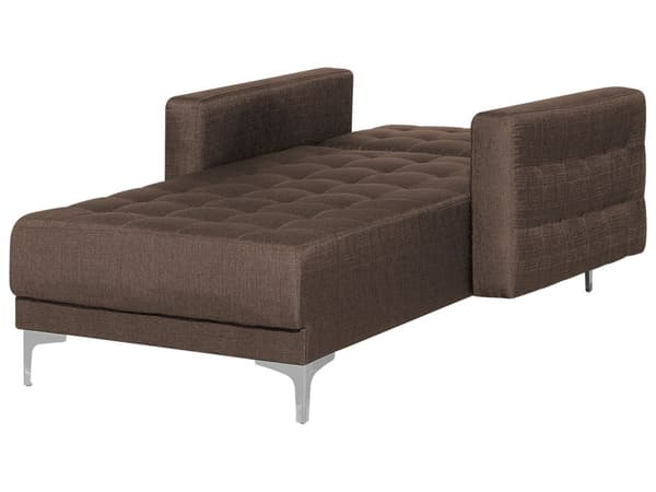 Chaiselong Mørkebrun Polyester med Skumfyld og Sølv Krom Metal Ben Daybed Moderne Klassisk modul Klik Klak med Sovefunktion Stueindretning
