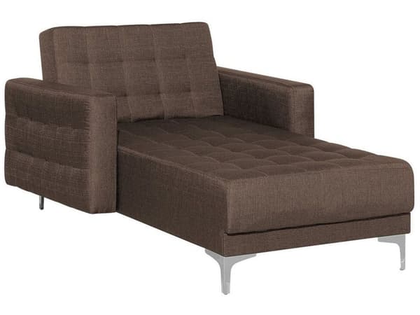 Chaiselong Mørkebrun Polyester med Skumfyld og Sølv Krom Metal Ben Daybed Moderne Klassisk modul Klik Klak med Sovefunktion Stueindretning