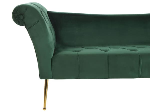 Divaani tummanvihreä 175 x 70 x 76 cm sametti metalli vaneri napitettu tuftattu chesterfield retro