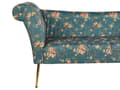 Pikkukuva 7 / 10: Divaani merensininen 175 x 70 x 76 cm sametti metalli vaneri napitettu kukkakuvio tuftattu chesterfield retro