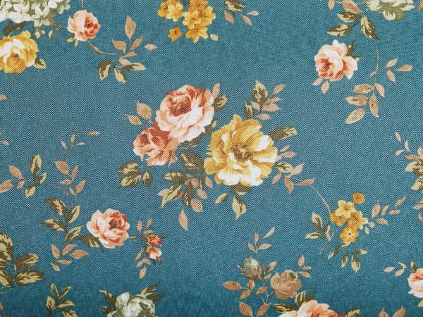 Divaani merensininen 175 x 70 x 76 cm sametti metalli vaneri napitettu kukkakuvio tuftattu chesterfield retro