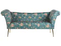 Pikkukuva 1 / 10: Divaani merensininen 175 x 70 x 76 cm sametti metalli vaneri napitettu kukkakuvio tuftattu chesterfield retro
