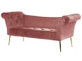 Pikkukuva 4 / 9: Divaani vaaleanpunainen 175 x 70 x 76 cm sametti metalli vaneri napitettu tuftattu chesterfield retro