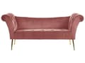 Pikkukuva 1 / 9: Divaani vaaleanpunainen 175 x 70 x 76 cm sametti metalli vaneri napitettu tuftattu chesterfield retro