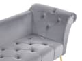 Pikkukuva 7 / 9: Divaani vaaleanharmaa 175 x 70 x 76 cm sametti metalli vaneri napitettu tuftattu chesterfield retro