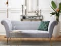 Miniatyrbillede 2 af 9: Chaiselong Lysegrå Velour Guld Metalben Quiltet Tuftet Polstring Vendbar Daybed Sofa Stue Inspiration Retro Moderne Tilbehør Glamour