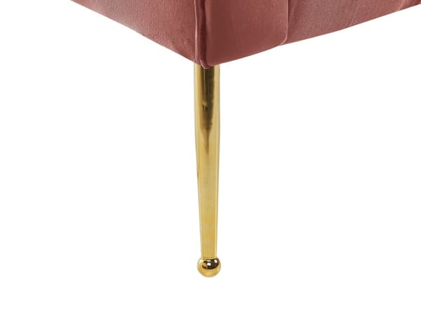 Chaiselong Lyserød Velour Guld Metalben Quiltet Tuftet Polstring Vendbar Daybed Sofa Stue Inspiration Retro Moderne Tilbehør Glamour