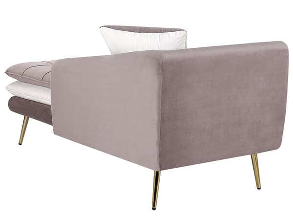 Chaiselong Brun Hvid Velour Polstret med Guld Metalben 164 x 77 x 72 cm Sovesofa Daybed med Ryg Gæsteseng Quiltet Multifunktionel Moderne til