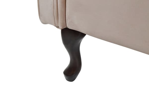 Schäslong Beige Sammet Knappar Tuftad Klädsel Vänstervänd med Kuddar