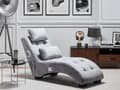 Miniatyrbild 2 av 11: Schäslong Grå Sammet Inbyggd Bluetooth-högtalare USB-laddare Modern Design Kurvad Vardagsrum