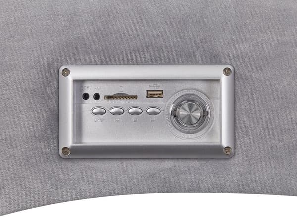 Divaani harmaa 157 x 82 x 66 cm samettiverhoilu eukalyptuspuu Bluetooth-kaiutin USB-portti