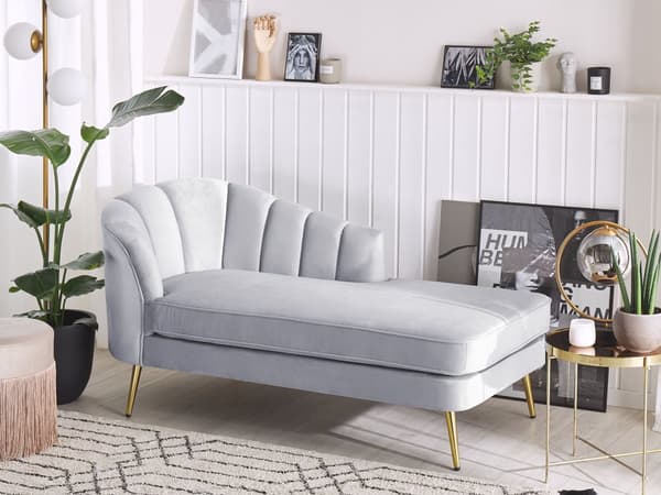 Divaani vaaleanharmaa samettiverhoilu rautajalat irrotettava päällinen vasen moderni glamour