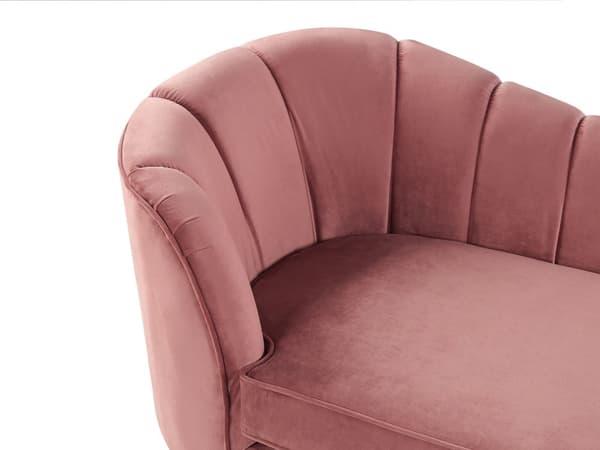 Chaiselong Lyserød Velour med Skumfyld og Guld Krom Metalben 75 x 150 x 76 cm Lille Hjørnesofa Open End Høj Ryg Venstrevendt Stueindretning