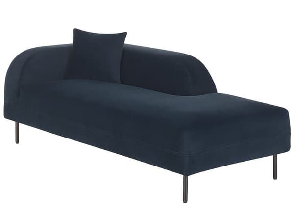 Schäslong 2-sits Mörkblå Sammet Vänstervänd Överkast Kuddar Retro Minimalistisk