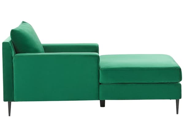 Schäslong Grön Sammetsklädsel Armstöd Kudde Nackstöd Modern Design Symmetrisk