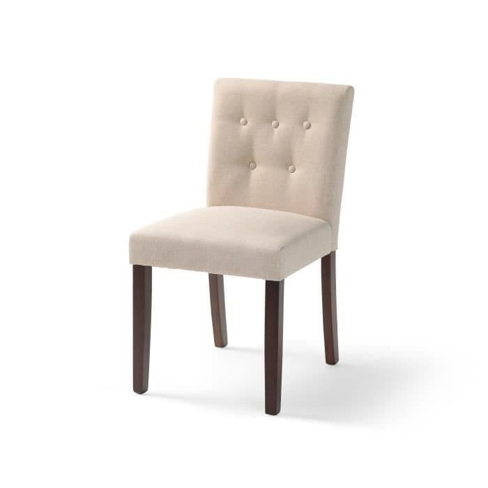 Stol i beige tyg och brunt trä - L 47 x D 58 x H 84 cm - HANSON