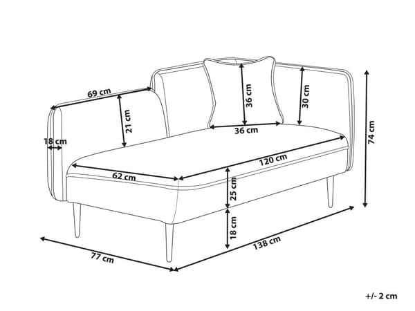Chaiselong Lyserød med Skum og Metalben 74 x 138 x 77 cm Lille Hjørnesofa Boucle Polstret Højrevendt med Pude Moderne Stue Indretning Design