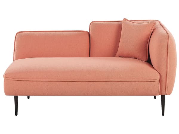 Chaiselong Lyserød med Skum og Metalben 74 x 138 x 77 cm Lille Hjørnesofa Boucle Polstret Højrevendt med Pude Moderne Stue Indretning Design