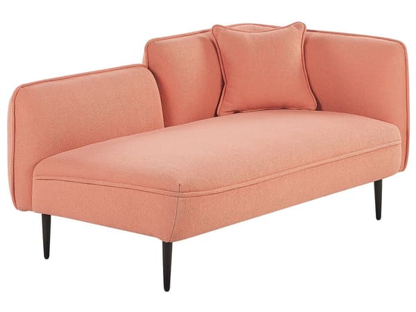 Chaiselong Lyserød med Skum og Metalben 74 x 138 x 77 cm Lille Hjørnesofa Boucle Polstret Højrevendt med Pude Moderne Stue Indretning Design