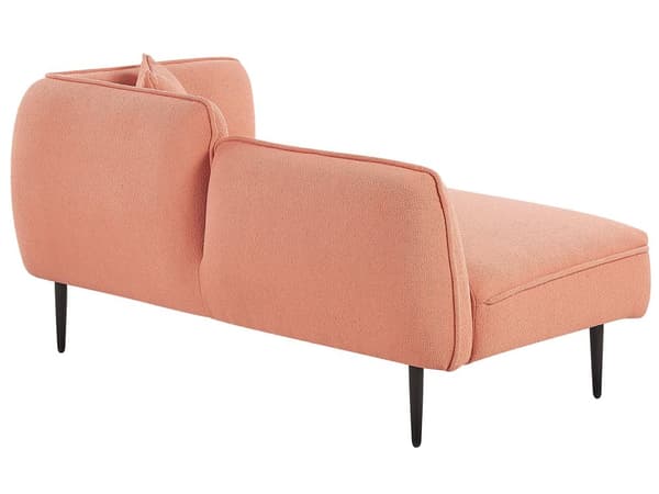 Chaiselong Lyserød med Skum og Metalben 74 x 138 x 77 cm Lille Hjørnesofa Boucle Polstret Højrevendt med Pude Moderne Stue Indretning Design