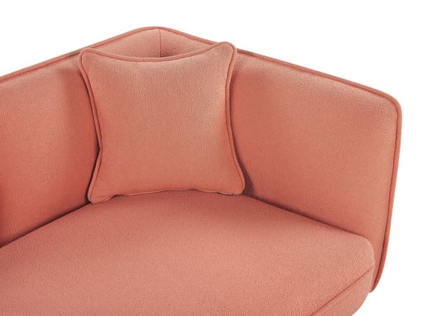 Chaiselong Lyserød med Skum og Metalben 74 x 138 x 77 cm Lille Hjørnesofa Boucle Polstret Højrevendt med Pude Moderne Stue Indretning Design