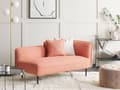 Miniatyrbillede 2 af 11: Chaiselong Lyserød med Skum og Metalben 74 x 138 x 77 cm Lille Hjørnesofa Boucle Polstret Højrevendt med Pude Moderne Stue Indretning Design