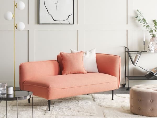 Chaiselong Lyserød med Skum og Metalben 74 x 138 x 77 cm Lille Hjørnesofa Boucle Polstret Højrevendt med Pude Moderne Stue Indretning Design