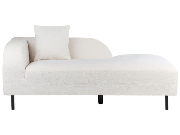 Chaiselong Hvid Boucle 2-personers Venstrevendt Kastepude Retro Minimalistisk