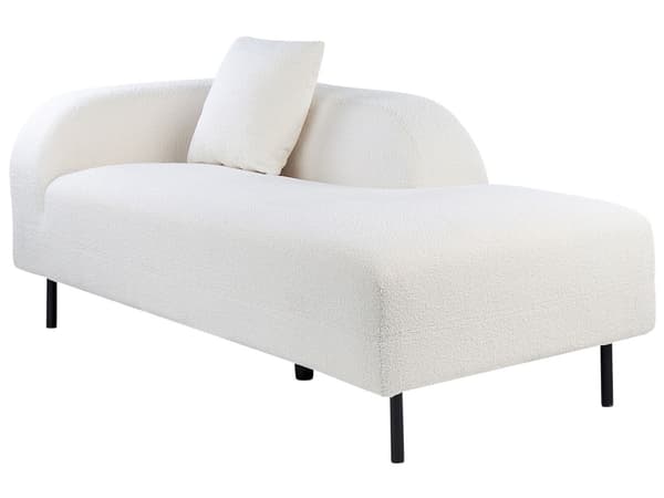 Chaiselong Hvid Boucle 2-personers Venstrevendt Kastepude Retro Minimalistisk