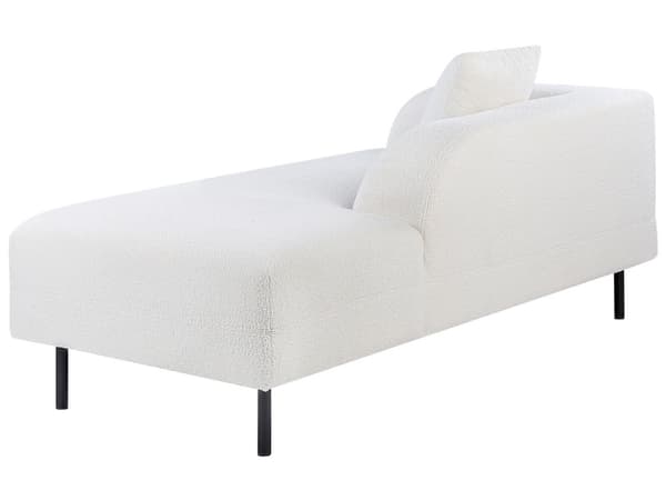 Chaiselong Hvid Boucle 2-personers Venstrevendt Kastepude Retro Minimalistisk
