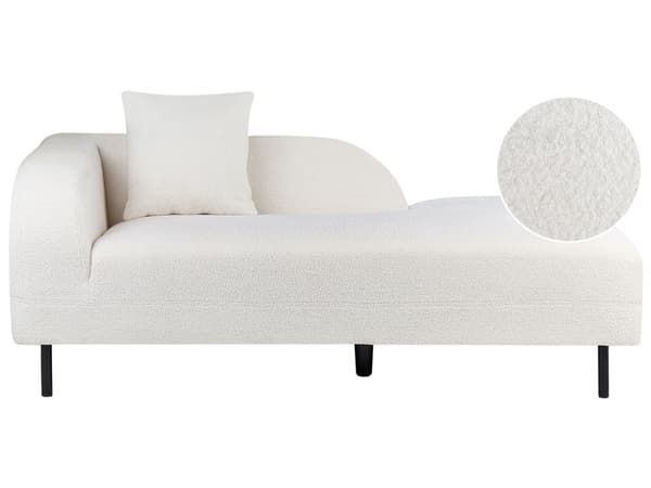 Chaiselong Hvid Boucle 2-personers Venstrevendt Kastepude Retro Minimalistisk