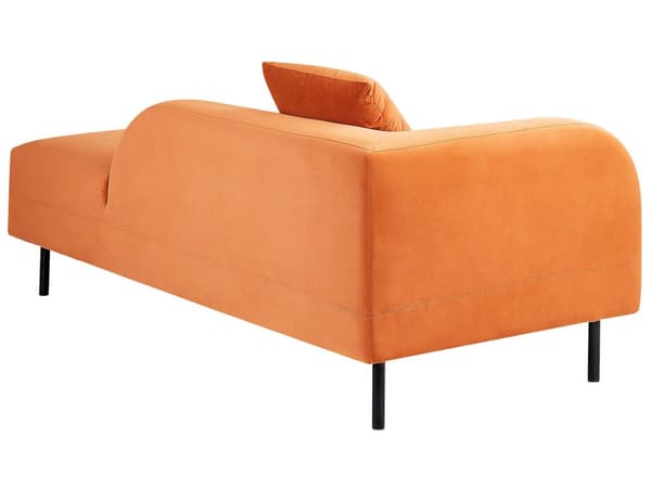 Chaiselong Orange Velour Venstrevendt Pyntepude Retro Minimalistisk