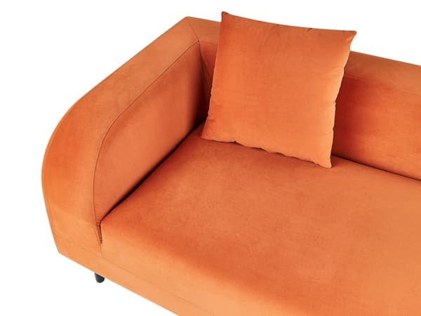 Chaiselong Orange Velour Venstrevendt Pyntepude Retro Minimalistisk