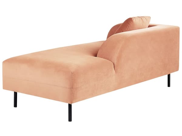 Chaiselong Velour Lyserød Venstrevendt Pyntepude Retro Minimalistisk