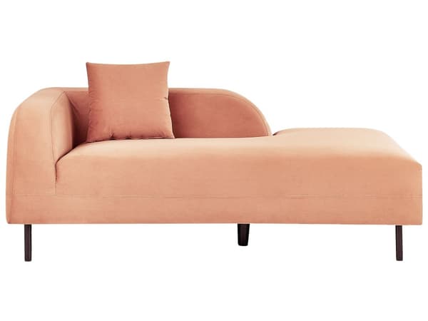 Schäslong 2-sits Rosa Sammet Vänstervänd Överkast Kuddar Retro Minimalistisk