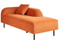 Miniatyrbild 6 av 11: Schäslong 2-sits Orange Sammet Vänstervänd Överkast Kuddar Retro Minimalistisk